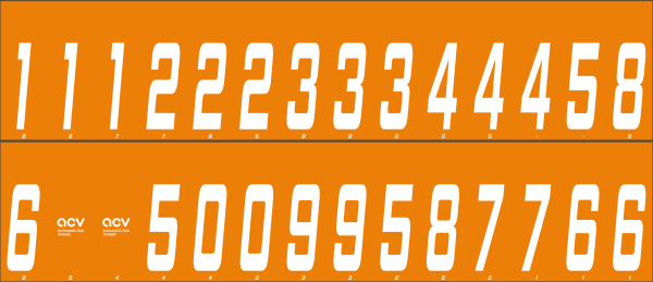 Startnummernsatz 14 tlg. orange ACV für Nummerntafelhalter