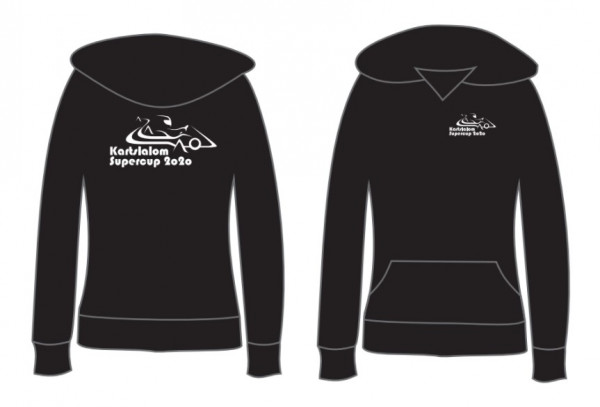 Hoodie schwarz vorn und hinten mit Veranstaltungslogo bestickt Damen XS